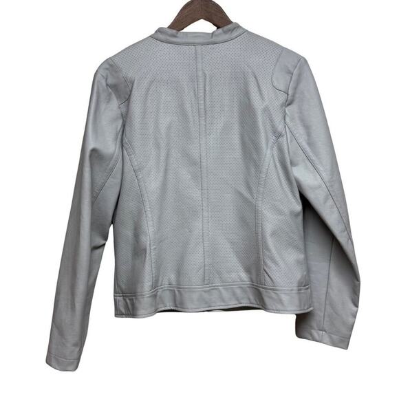 Alfani Women’s Light Gray Leather Jacket with Zipper Size M - Picture 3 of 7